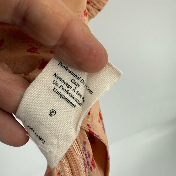 LoveShackFancy 100% Silk Floral Puff Sleeve Crop Top Size L Peasant Blouse - Picture 7 of 9